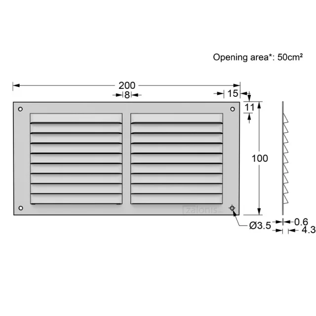 ΠΕΡΣΙΔΑ ΕΞΑΕΡΙΣΜΟΥ 10x20cm / ΛΕΥΚΟ